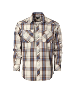 Мужская рубашка в клетку с длинным рукавом в стиле вестерн и жемчужными кнопками, цвет Gray White Blue Gioberti