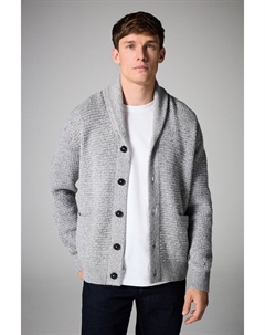 Кардиган шаль с вафельной текстурой, стандартного кроя, серый Next