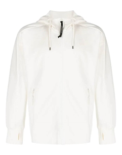 Худи из хлопка с диагональной молнией, белый C.p. company