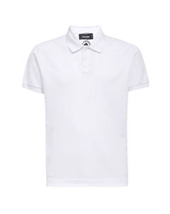 Хлопковая рубашка поло с логотипом на воротнике в рубчик, белый Dsquared2