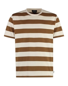 Полосатая хлопковая футболка с круглым вырезом, бежевый A.p.c.