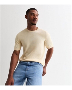 Кремовый топ с короткими рукавами тонкой вязки , кремовый Jack & jones