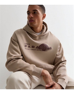 Объемный пуловер с капюшоном Stone Paradise, светло-серый New look