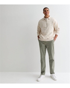 Оливковые зауженные брюки чинос, оливковый New look