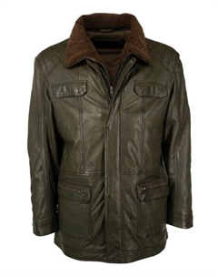 Кожаное пальто, зеленый Jcc