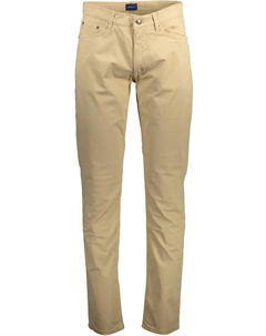 Бежевые хлопковые мужские узкие брюки Gant