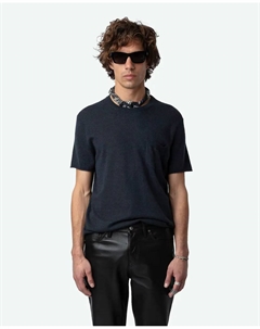 Мужской кашемировый свитер с короткими рукавами Jimmy темно-серого цвета, темно-серый Zadig&voltaire