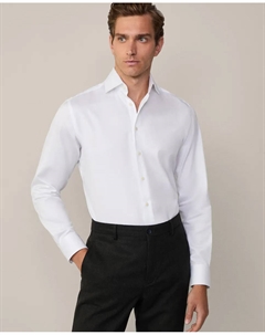 Мужская рубашка индивидуального кроя из ткани с рисунком «елочка», белый Hackett