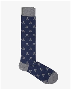 Мужские высокие носки с принтом черепа, синий Scalpers