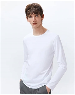 Мужская базовая белая футболка с длинными рукавами, белый Сфера