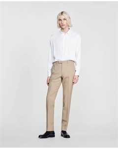 Мужские узкие бежевые шерстяные брюки, бежевый Sandro