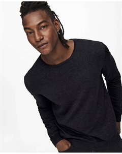 Мужской свитер с круглым вырезом, черный Only & sons
