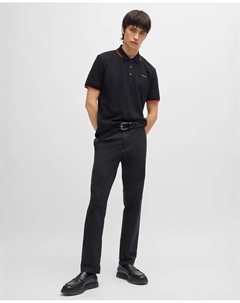 Узкие брюки-чиносы из эластичного хлопкового габардина, черный Hugo