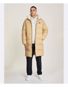 Пуховик мужской длинный с воротником-стойкой, бежевый Tommy jeans