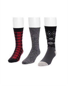 Носки Microfiber Men's Boot Socks - 3 Pack, цвет black_grey_redcheckered_fairisle Muk luks