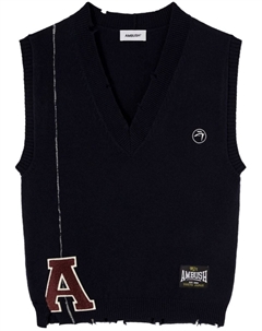 Вязаный жилет с необработанными краями, синий Ambush