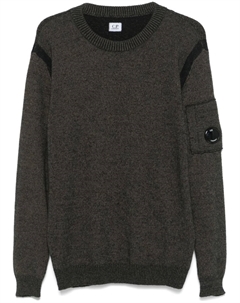 CP Company Свитер с круглым вырезом и отделкой в виде линзы, серый C.p. company