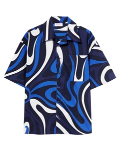 Рубашка из хлопка с принтом Marmo, синий Pucci