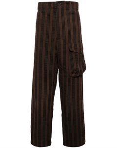 Брюки с вертикальными полосками и заниженным шаговым швом, коричневый Uma wang