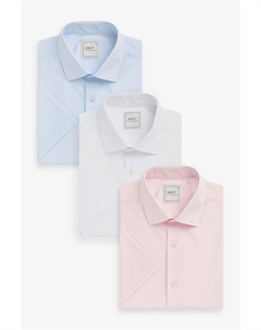 Рубашки с коротким рукавом, не требующие особого ухода, 3 упаковки, белый Next