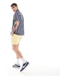 DESIGN — Свободная рубашка с эффектом льна и воротником с лацканами в синие полоски Asos