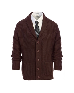 Мужской тяжелый вязаный кардиган с длинными рукавами и воротником с шалевым воротником, коричневый Gioberti