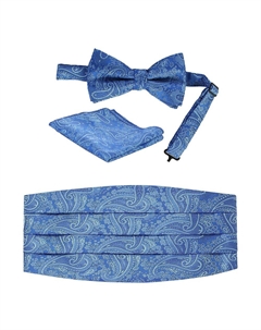 Мужской регулируемый комплект из атласа и пояса с узором пейсли, цвет Royal Blue Paisley Gioberti