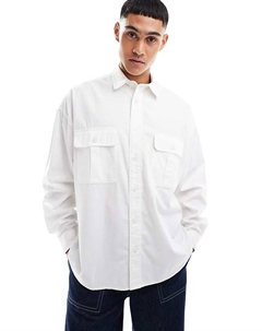 Белая объемная рубашка оверсайз с карманами-карго DESIGN Asos