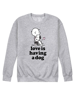 Мужской свитшот с собакой Peanuts Love Is Have Dog, серый Licensed character