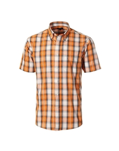 Мужская рубашка в клетку с коротким рукавом, цвет Orange Gray Gioberti