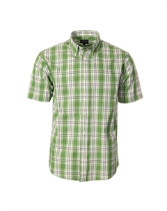 Мужская рубашка в клетку с коротким рукавом, цвет Green White Gioberti