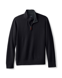 Мужской пуловер-свитер Lands End Bedford стандартного кроя в рубчик с молнией на четверть, черный Lands' end