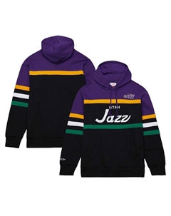 Мужской пуловер с капюшоном черного/фиолетового цвета Utah Jazz Head Coach, цвет Jaz Black Mitchell and ness