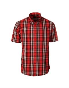 Мужская рубашка в клетку с коротким рукавом, цвет Red Black Gray Gioberti