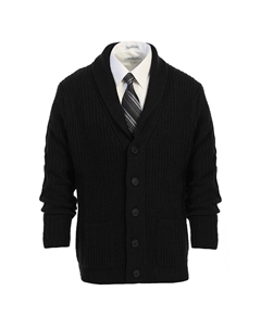 Мужской тяжелый вязаный кардиган с длинными рукавами и воротником с шалевым воротником, черный Gioberti