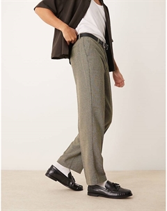 Темно-зеленые брюки из смесовой шерсти прямого кроя DESIGN Asos