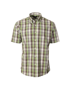 Мужская рубашка в клетку с коротким рукавом, цвет Green Black White Gioberti