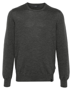 Свитер из натуральной шерсти с круглым вырезом, серый Fay