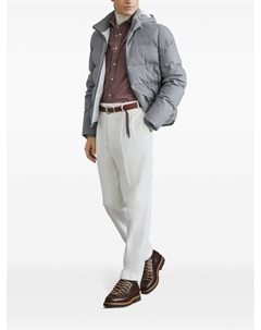 Стеганый пуховик с капюшоном, серый Brunello cucinelli