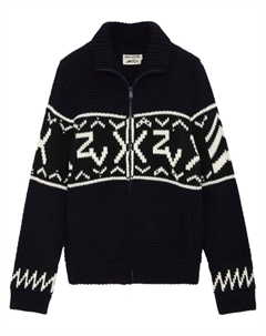 Кардиган Christophe с логотипом, связанный интарсией, черный Zadig&voltaire