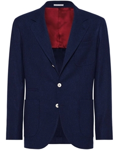 Однобортный пиджак, синий Brunello cucinelli