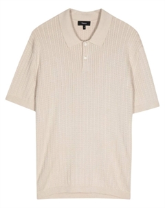 Рубашка-поло с короткими рукавами и косичным узором, нейтральный цвет Theory