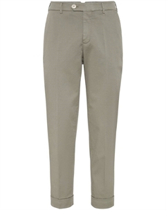 Зауженные брюки-чинос с низкой посадкой, зеленый Brunello cucinelli
