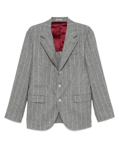 Блейзер в тонкую полоску, серый Brunello cucinelli