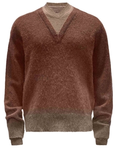 Шерстяной джемпер с V-образным вырезом, коричневый Jw anderson