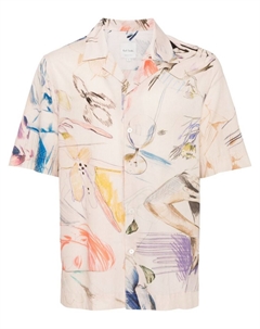 Хлопковая рубашка с принтом в виде альбома, розовый Paul smith