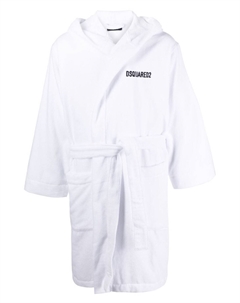 Халат с капюшоном и логотипом, белый Dsquared2