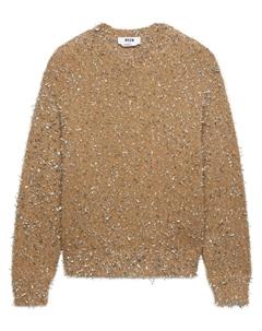 Джемпер с круглым вырезом и эффектом металлик, нейтральный цвет Msgm