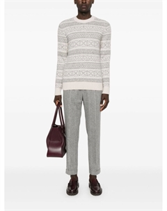 Свитер вязки интарсия с узором фэр-айл, нейтральный цвет Eleventy