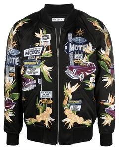 Атласный бомбер с вышивкой, черный Givenchy